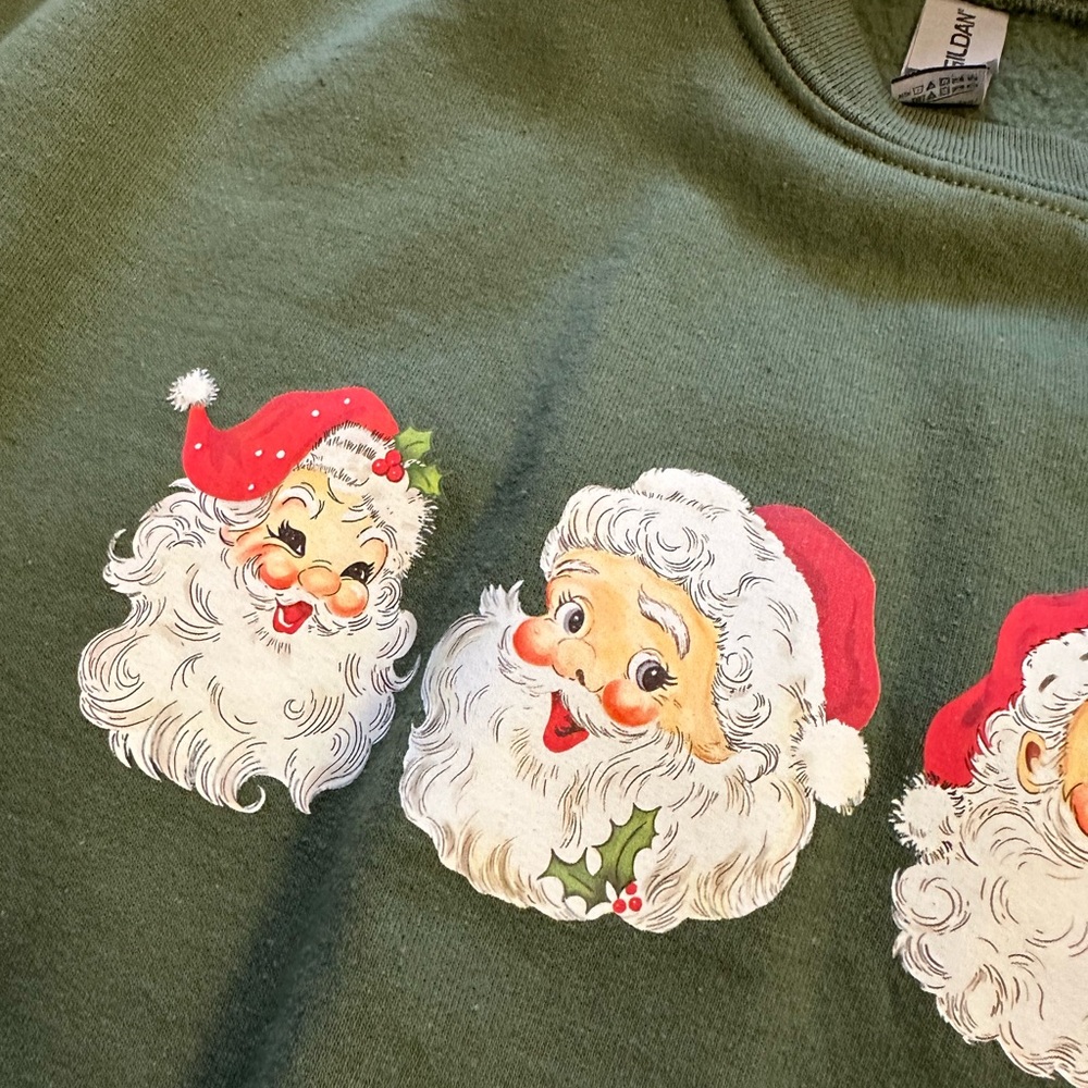 Christmas Holiday Santa Green Sweatshirt Size XL - Picture 2 of 3